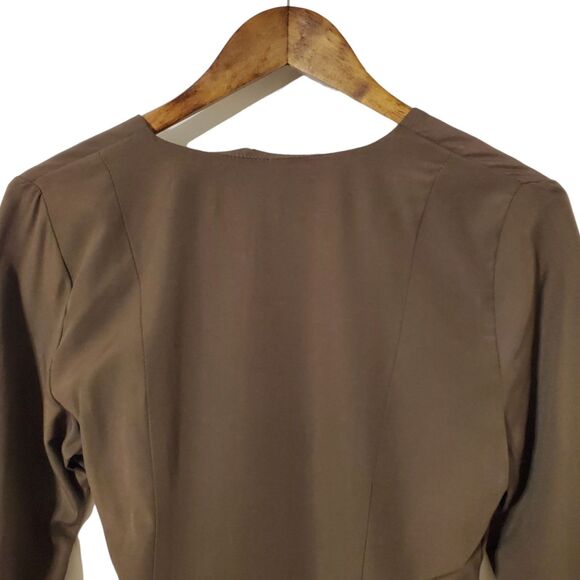 Vintage 70s Lisa Peron Blouse Size S High Fashion Origami Top Muted Green Womens - Picture 5 of 8